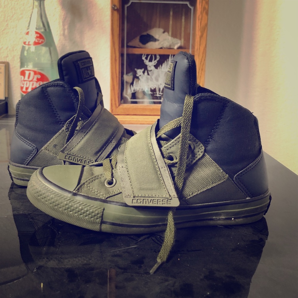 Green Velcro converse